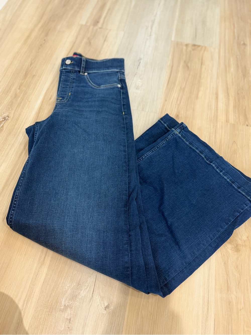 SPANX Women's Wide-Leg Jeans in Dark Blue Denim
